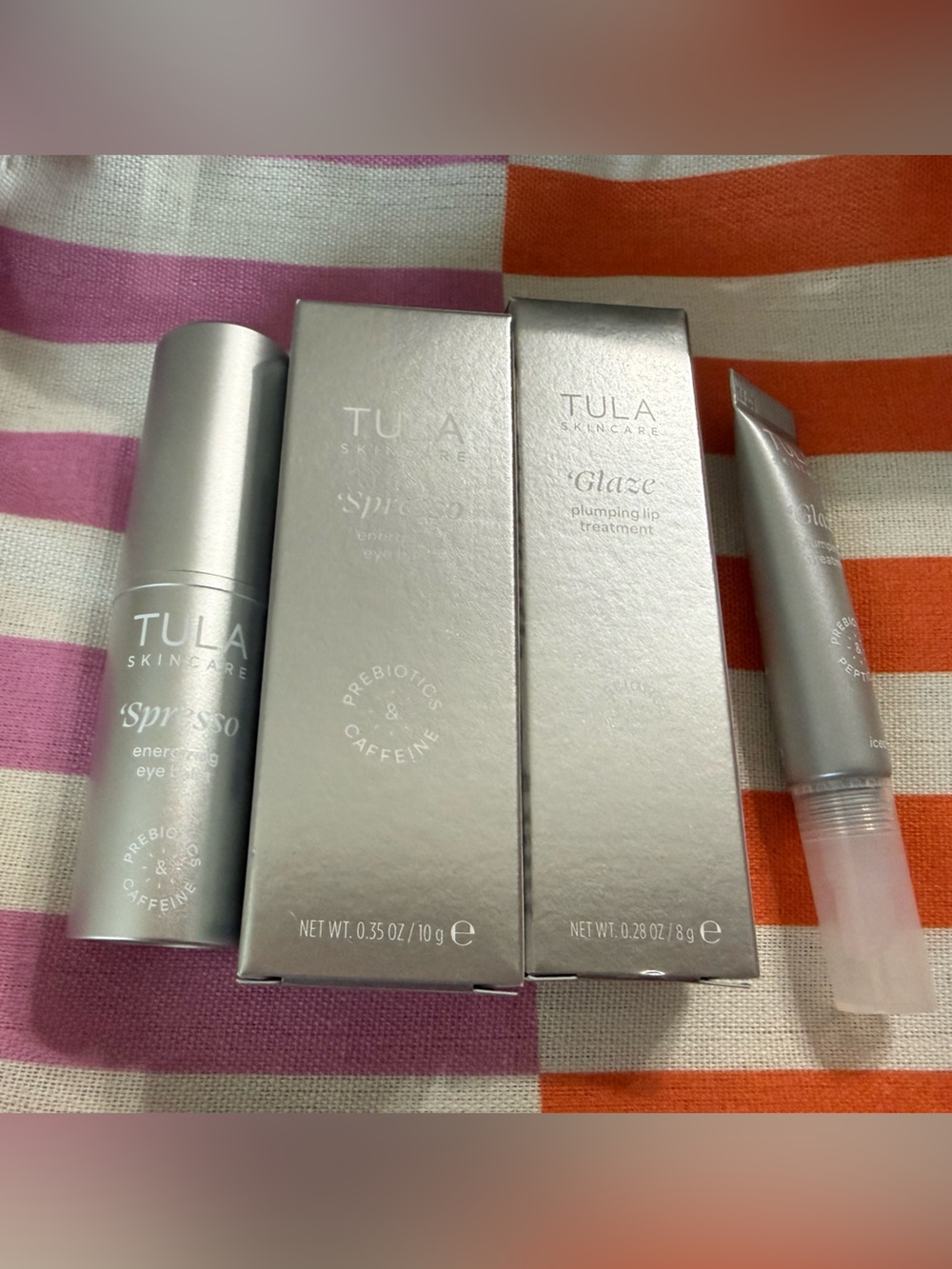 Tula Set of ‘Spresso Energizing eye balm & Plumping Lip Treatment - Iced